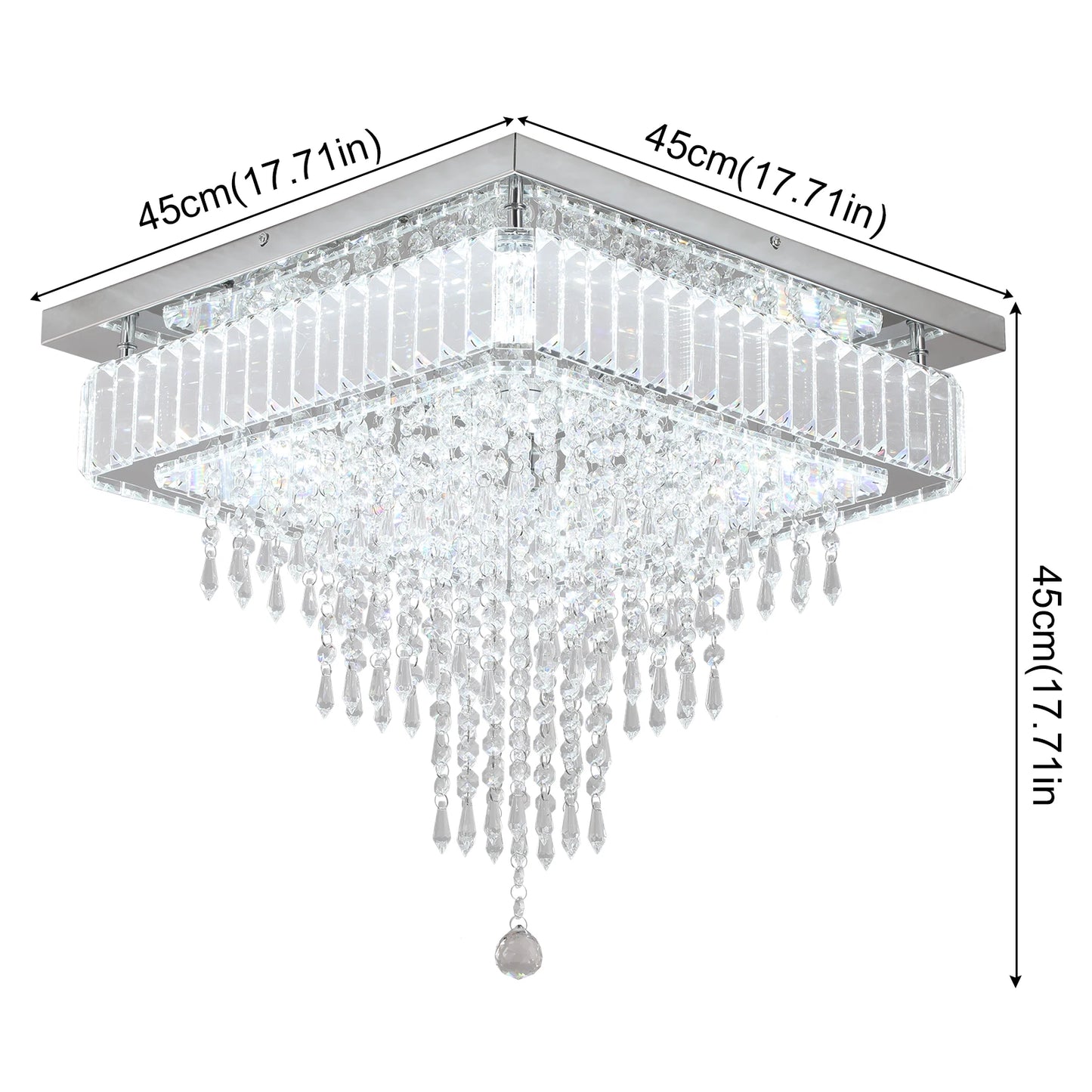VETRULUS Modern Luxury Crystal LED Pendant Light Rain Drop Chandelier