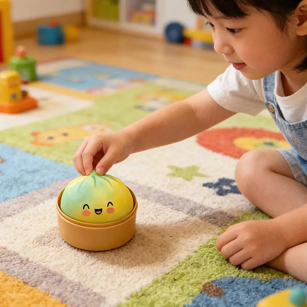Realistic Giant Dumpling Squeeze Toy With Bamboo Steamer