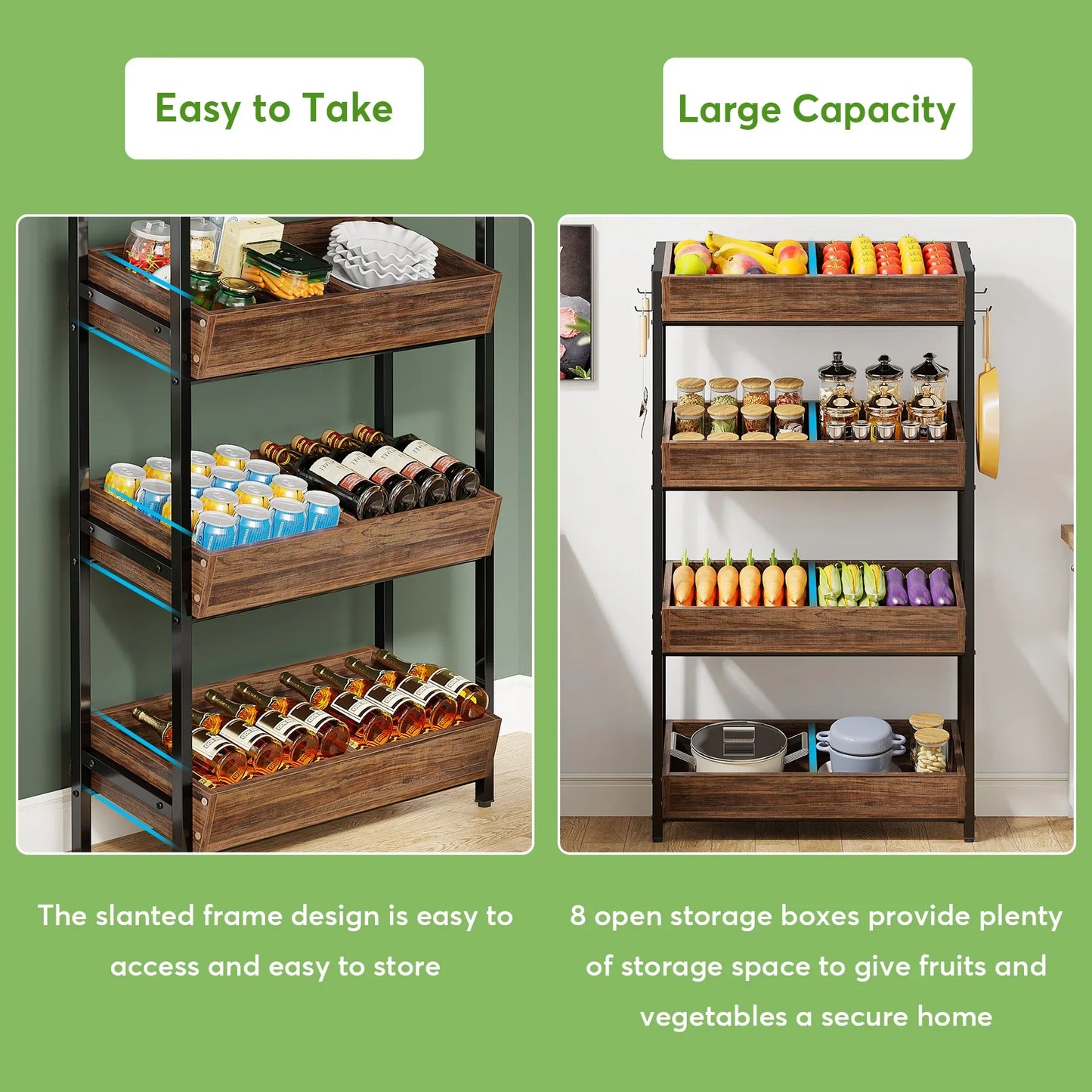 Tribesigns 4-Tier Wood Storage Shelf Organizer For Kitchen
