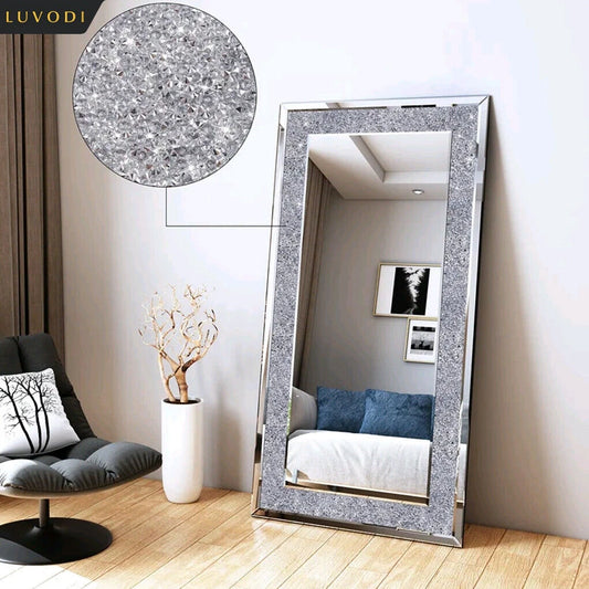 LUVODI Frameless Sparkling Crystal Vanity Mirror Wall Mounted