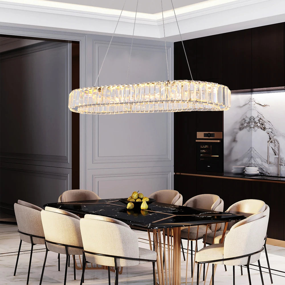 VETRULUS Modern Luxury Crystal Oval LED Chandelier