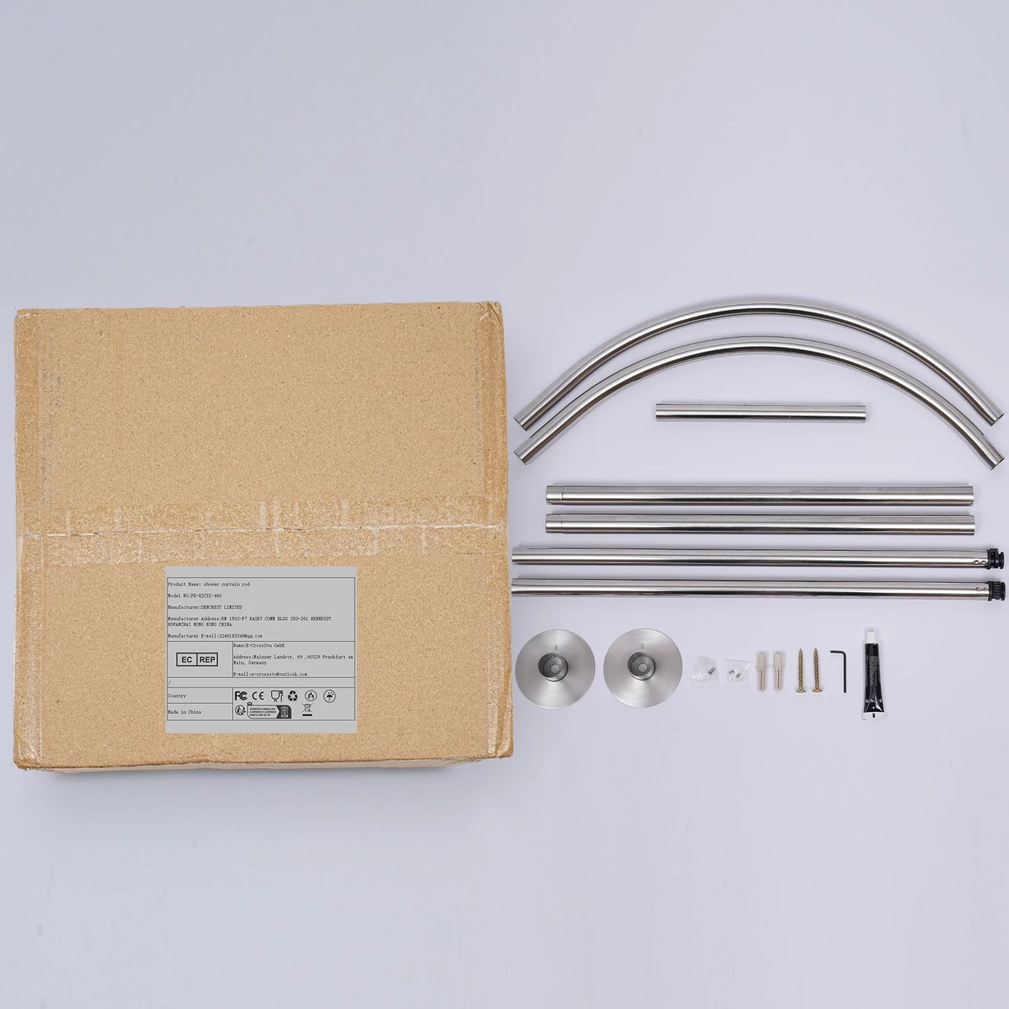 No Drilling L Shape Shower Curtain Rod With Curtain Rustproof