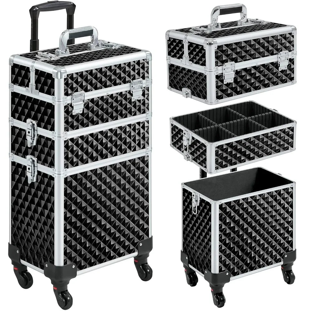 YTYIN Yah Rolling Makeup Train Case With Swivel Wheels