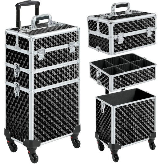 YTYIN Yah Rolling Makeup Train Case With Swivel Wheels