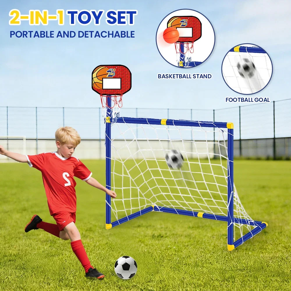 Kmoist 2 In 1 Basketball Stand And Football Goal Playset