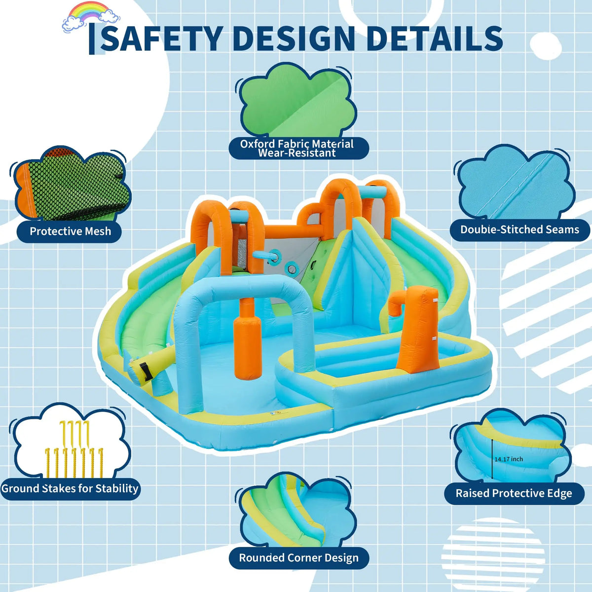 HiMISS 10-in-1 Inflatable Wet Dry Water Slide Jumping Castle