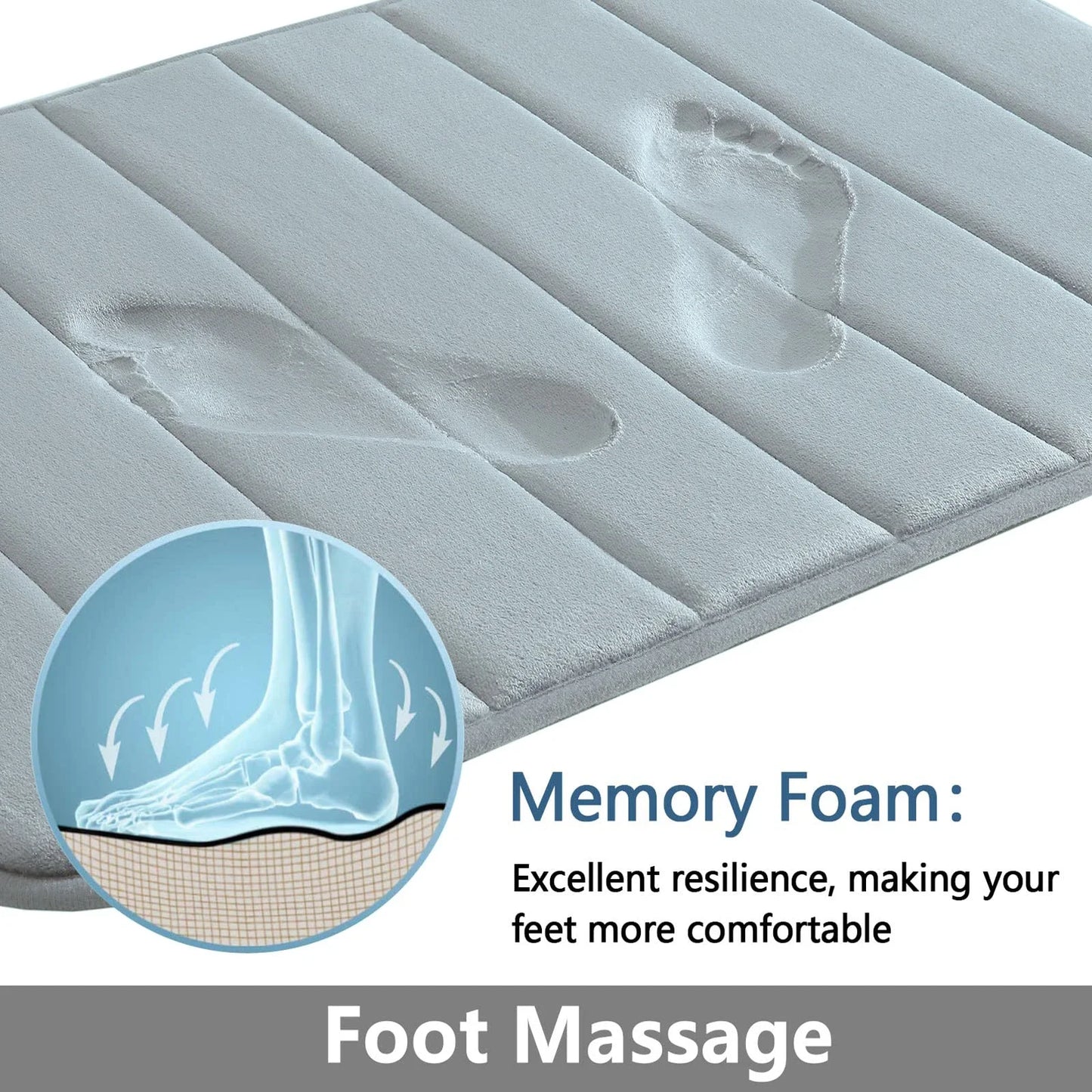 Memory Foam Bath Mat Non Slip Super Absorbent Bathroom Rug