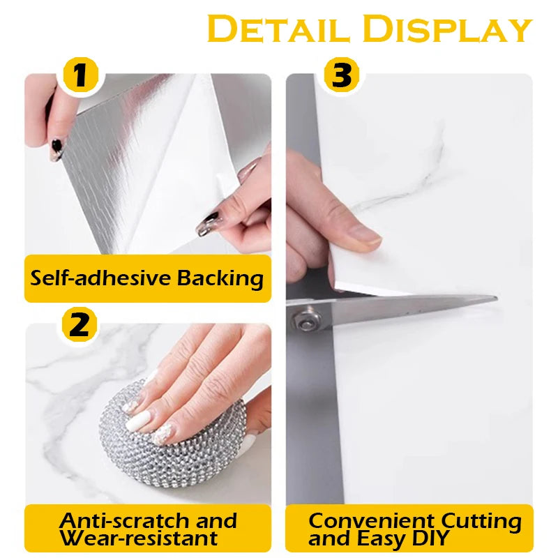 Marble PVC Self Adhesive Floor Tiles Waterproof Peel Stick Removable