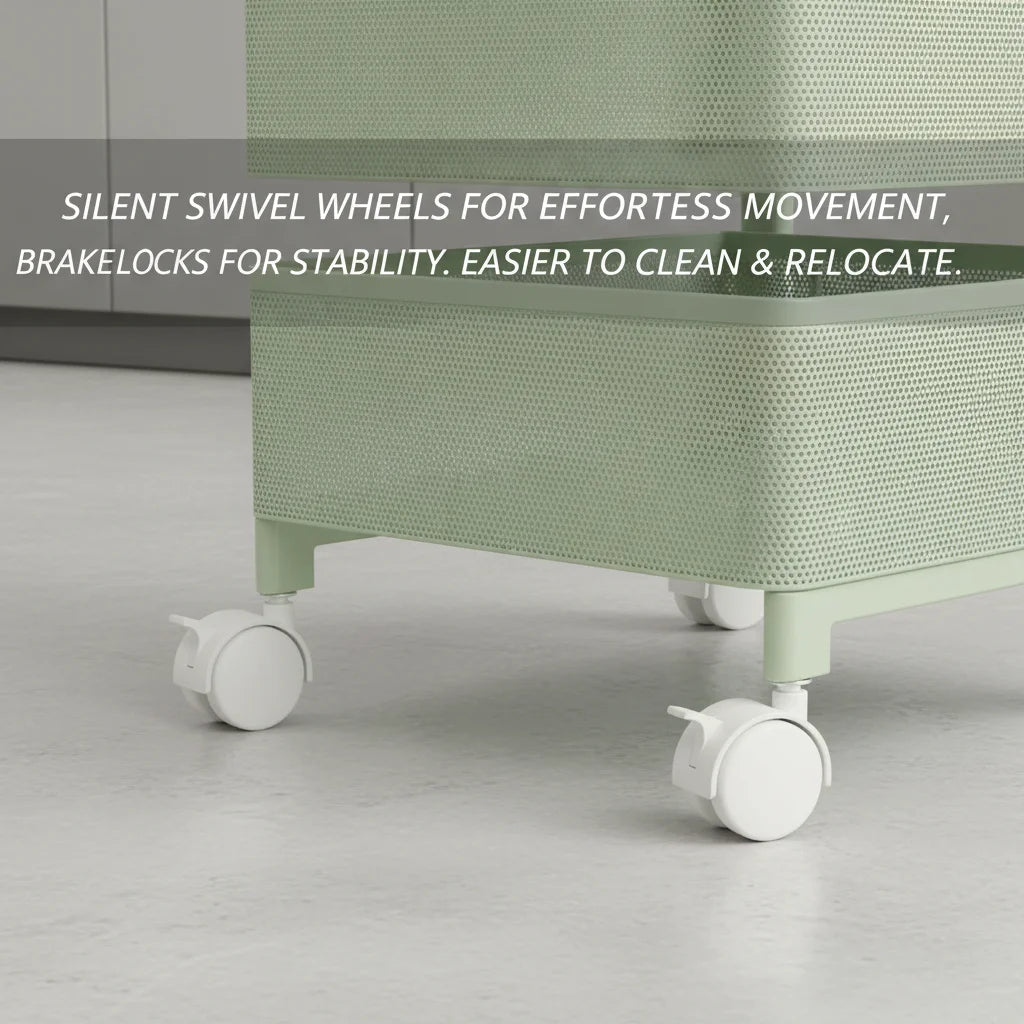 Bymaocar 5-Tier Rotating Kitchen Rack With 360° Swivel Lockable Wheels