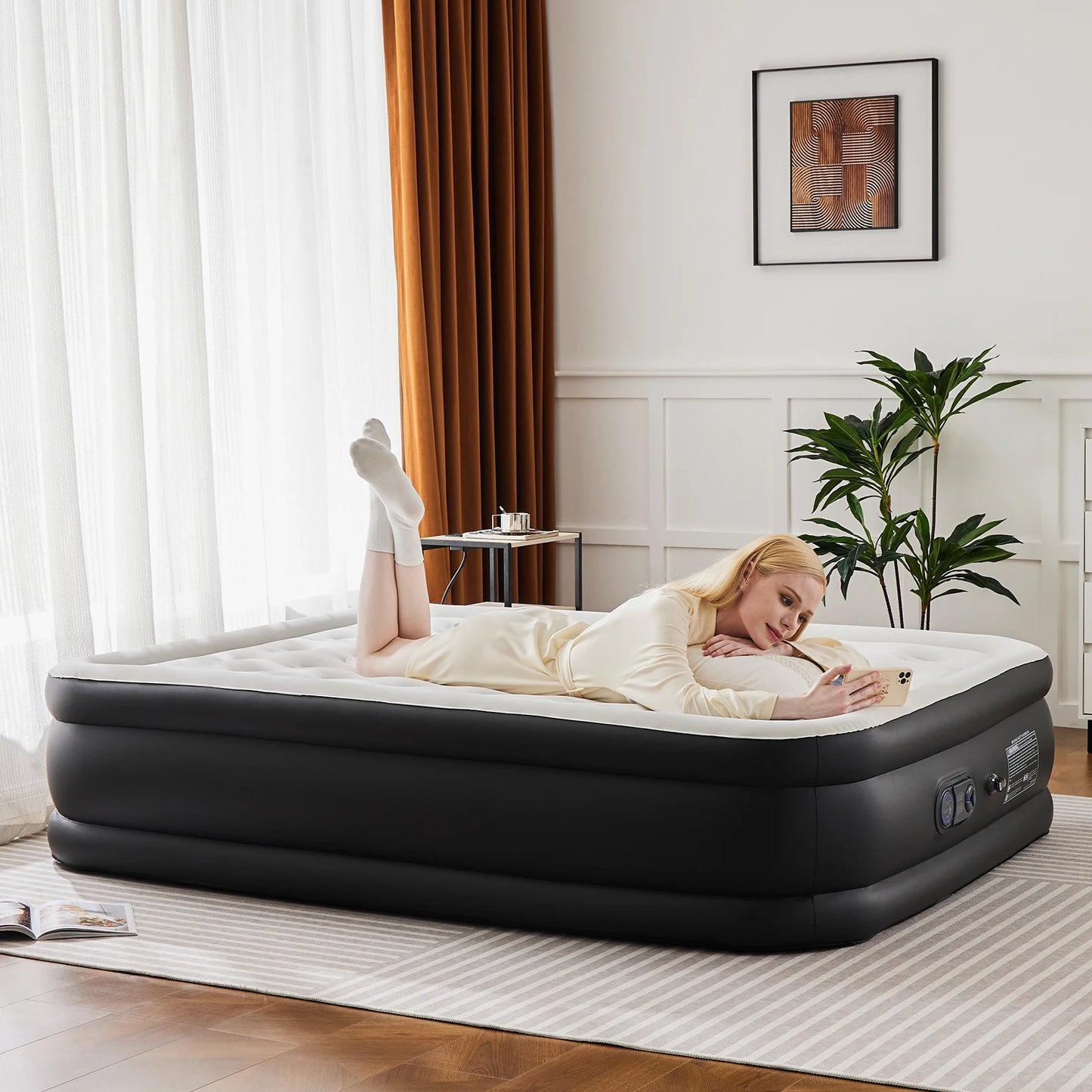 JHK Air Mattress, Double Height Non-Slip, 660 Lb Capacity