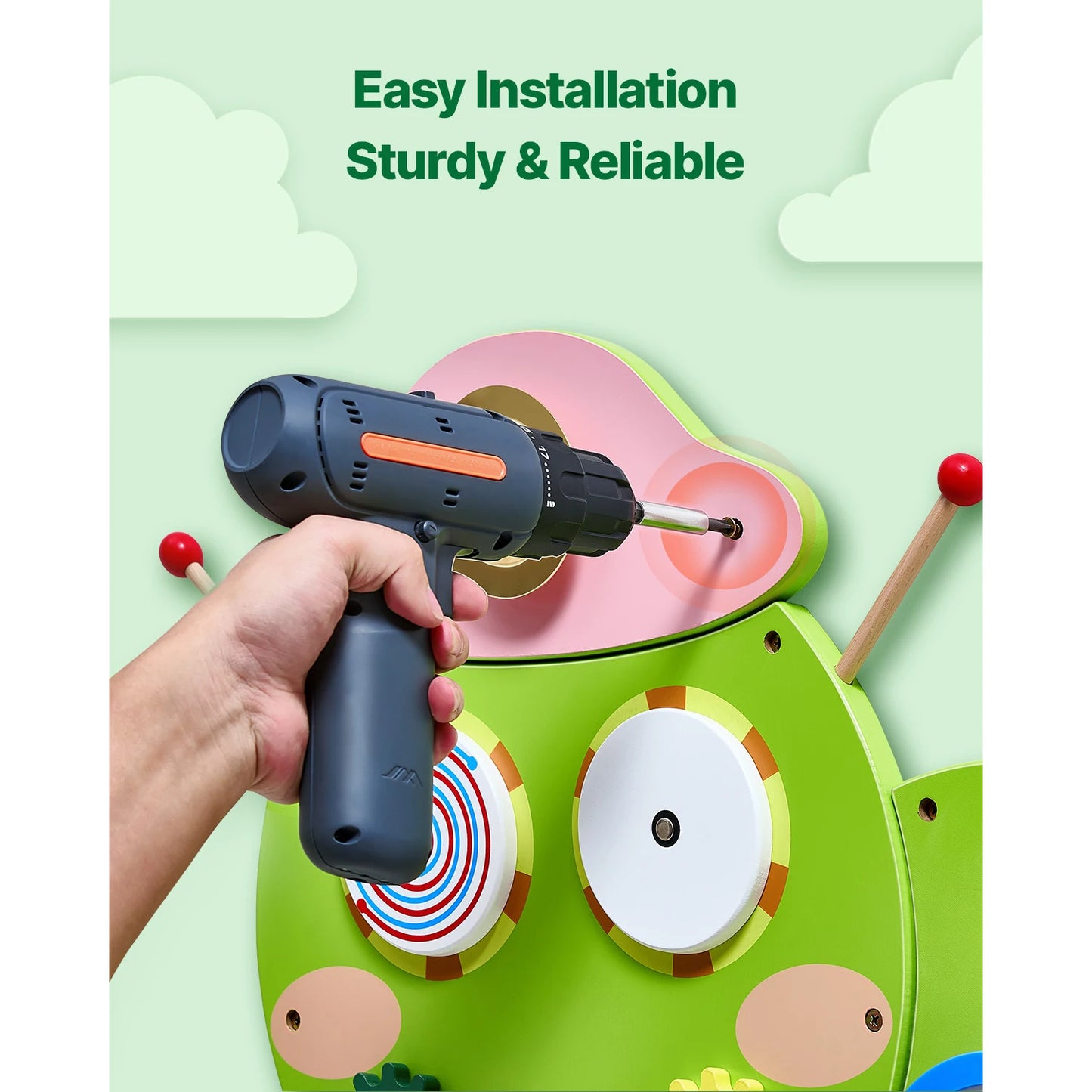 SucceBuy Caterpillar Kids Wall Busy Board Montessori Sensory Panel