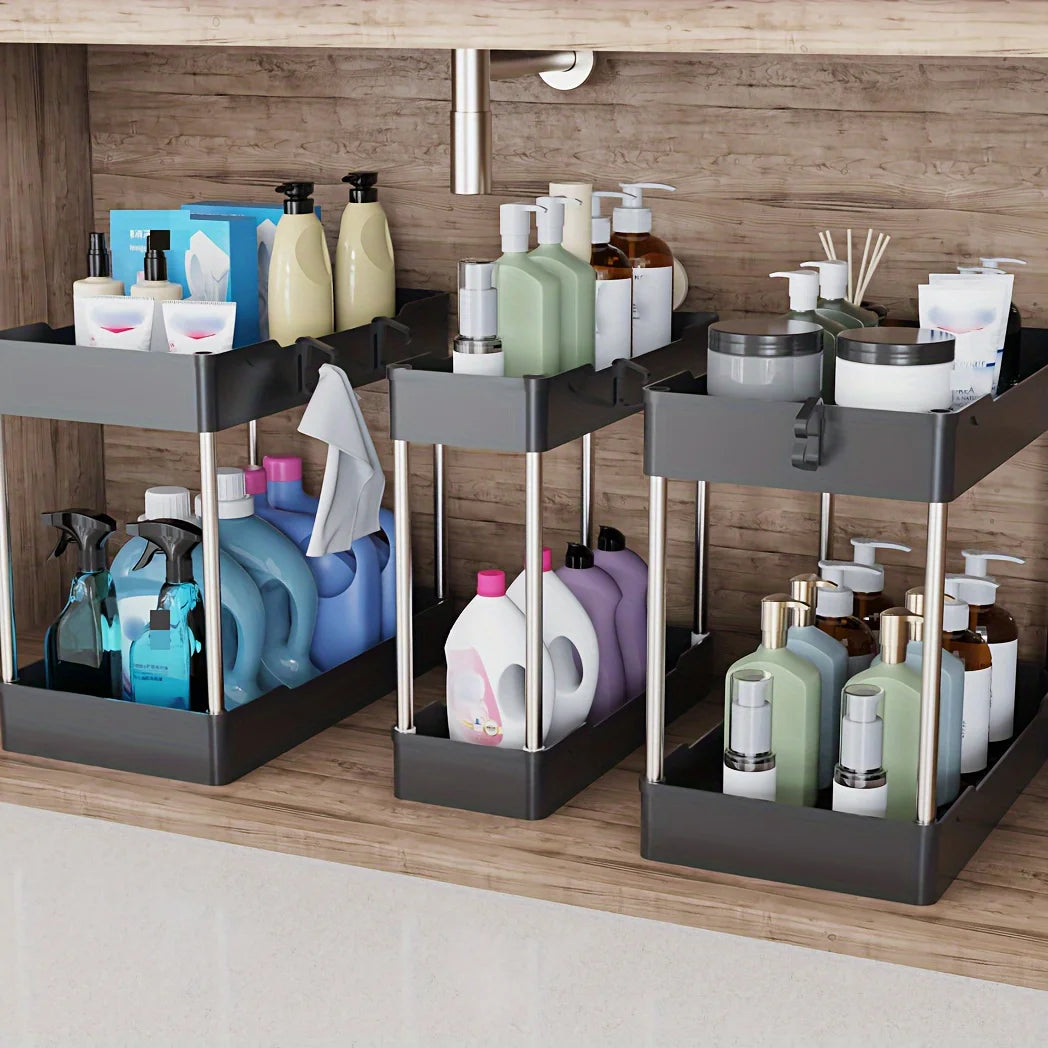Under Sink Organizer Set 3 Piece Plastic Storage Racks
