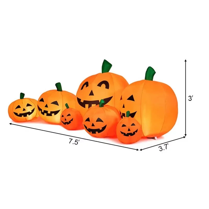 230cm Inflatable Halloween Pumpkin Pile Outdoor Garden Decoration Blowing Up Toys with LED Lights Christmas Gift Halloween Decor