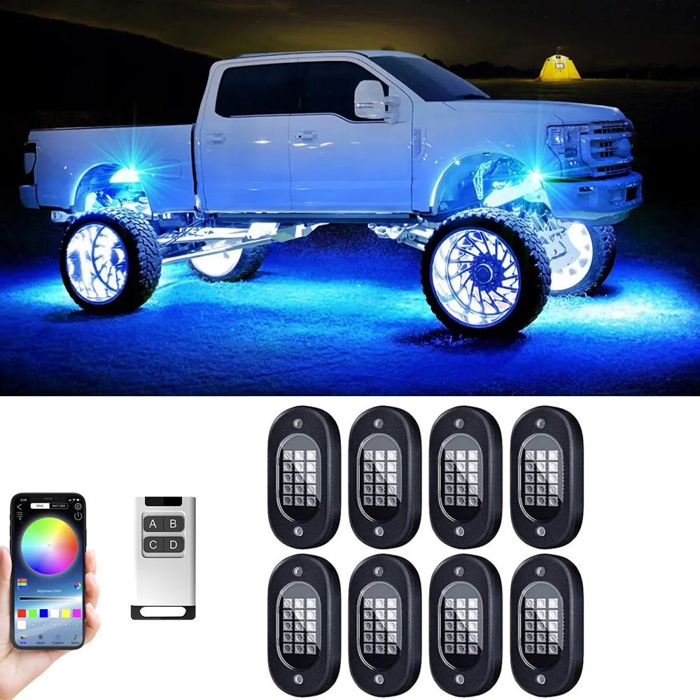 Yilaie RGB Rock Lights For Trucks App And Remote IP68
