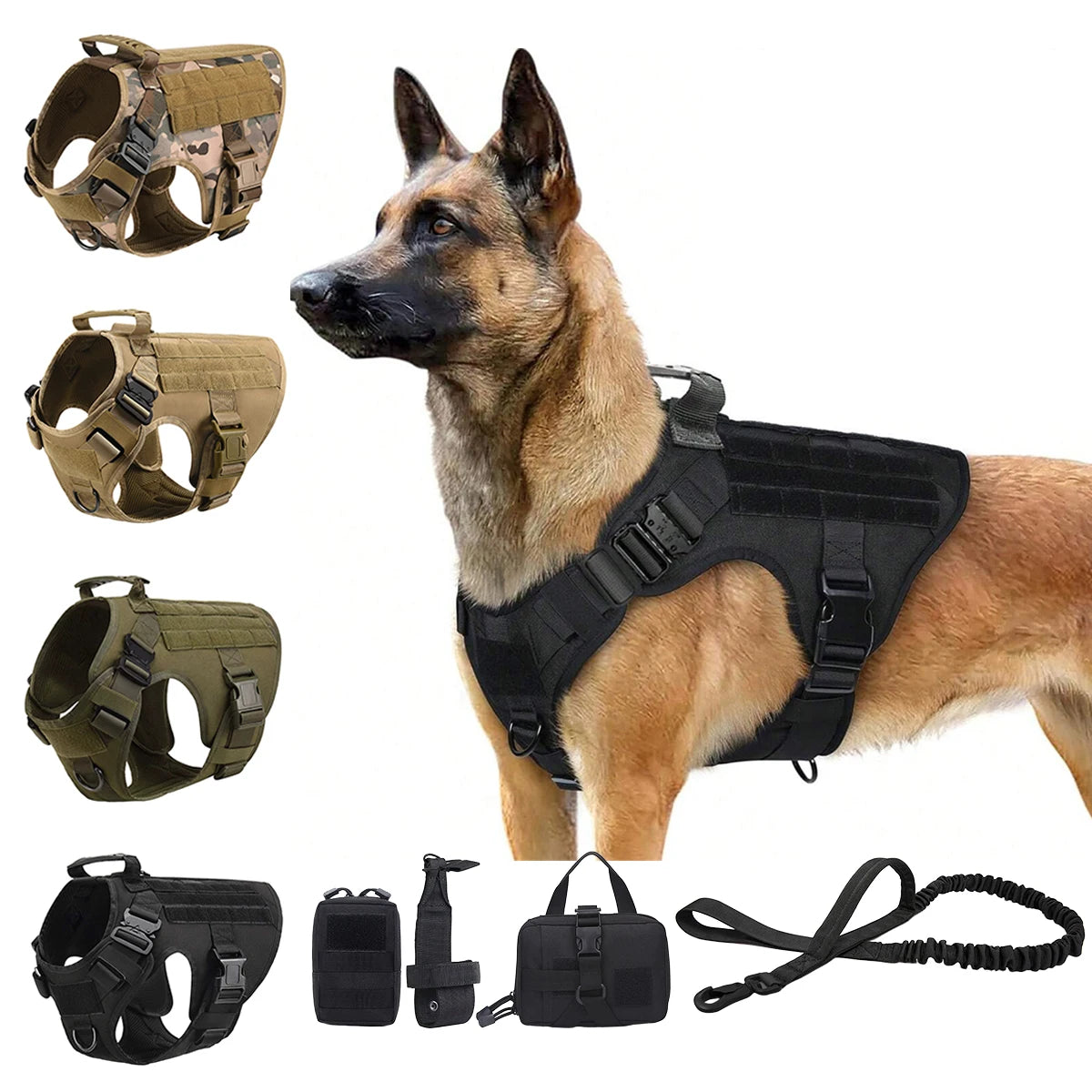 Petravel Tactical Dog Harness Vest With Molle Pouches For Training