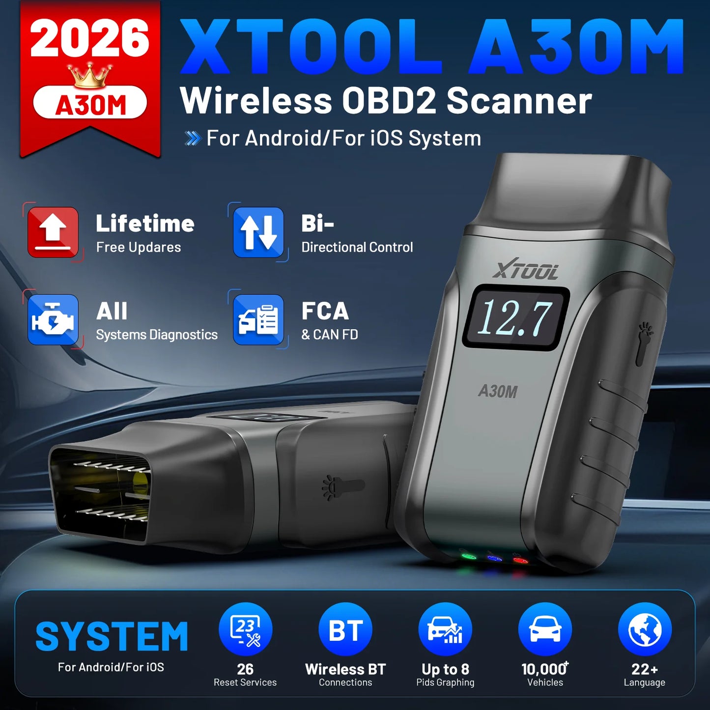 XTOOL A30M V2 Full System Diagnostic Tool Bidirectional OBD2