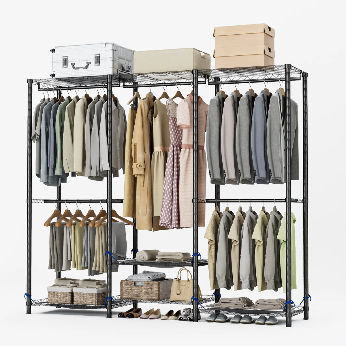 Portable Freestanding Clothes Rack Storage Organizer Heavy Duty Wardrobe