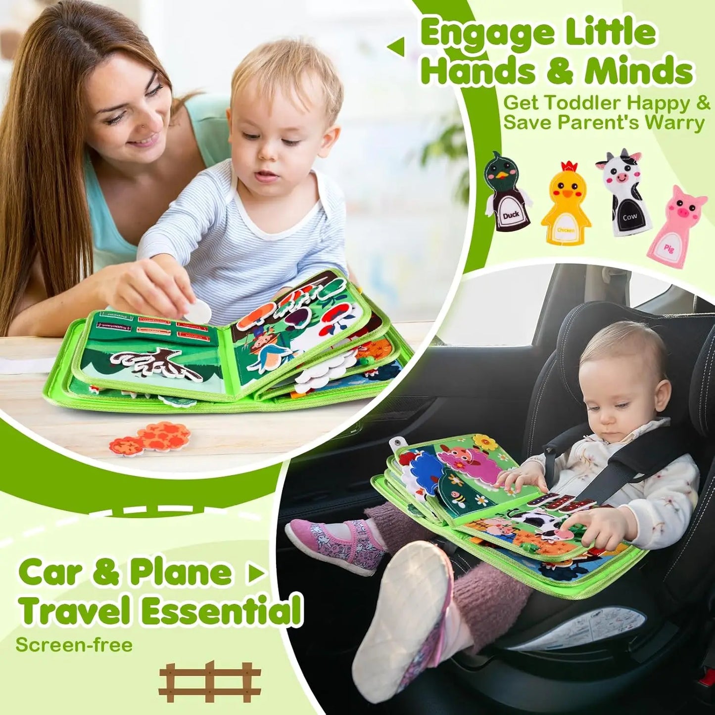 Busy Book For Toddlers Farm Animals Montessori Educational Toy