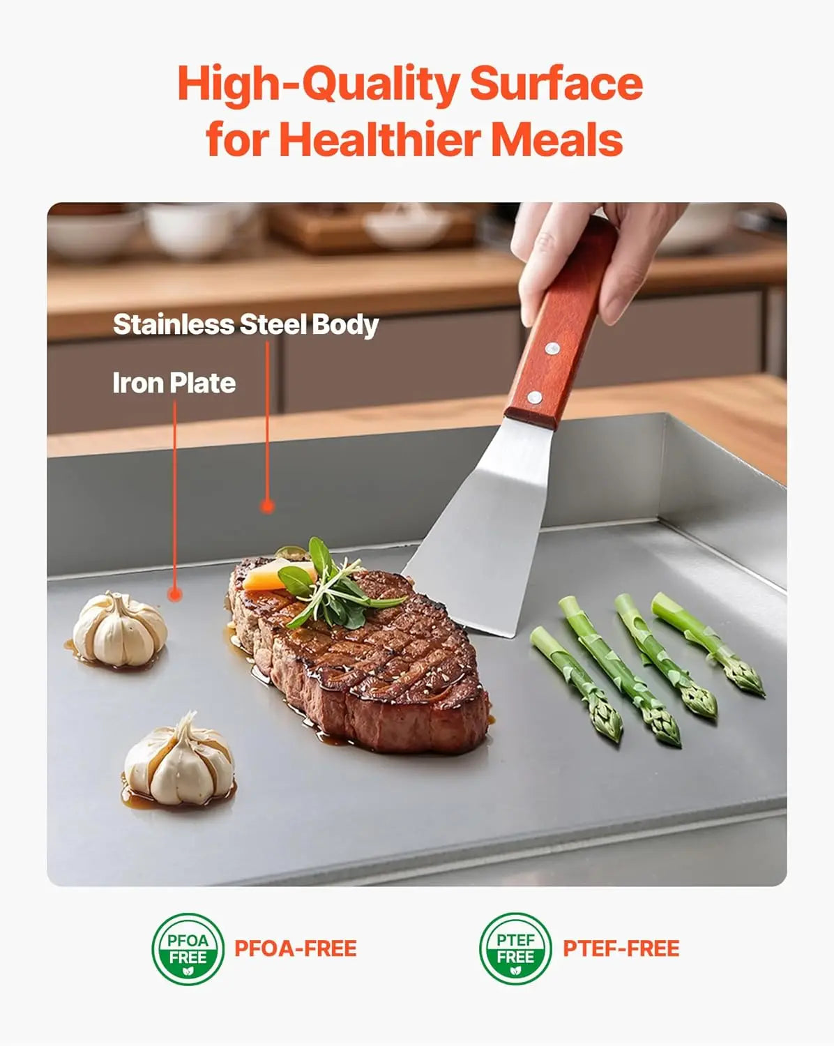 Upgraded Commercial Electric Griddle 2800W Stainless Steel Countertop Grill