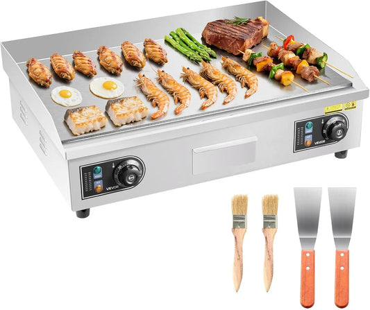 Upgraded Commercial Electric Griddle 2800W Stainless Steel Countertop Grill