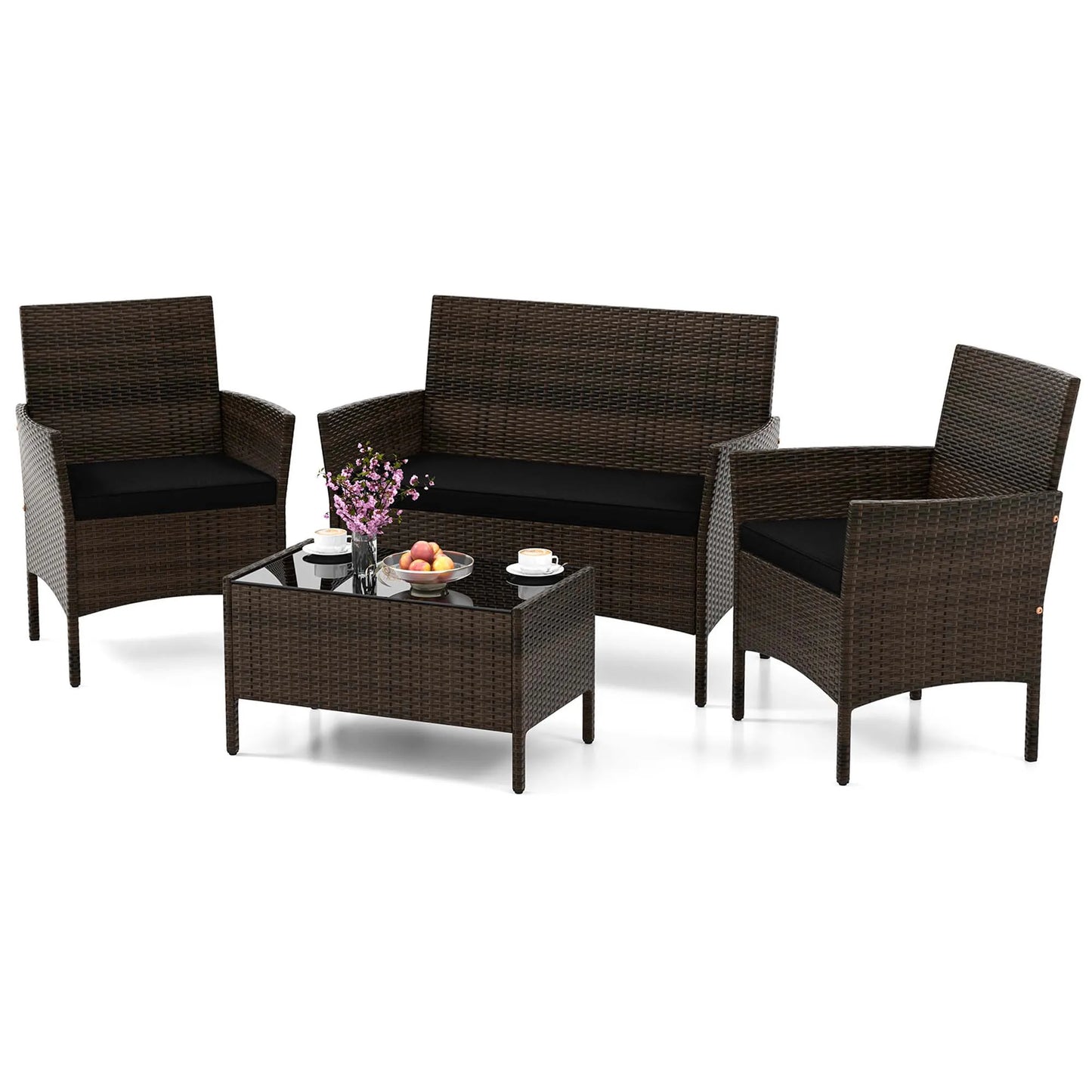 HOMASIS 4 Piece Patio Furniture Set With Washable Cushions