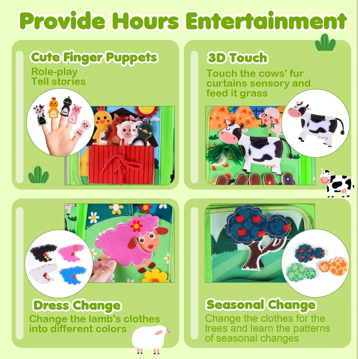 Busy Book For Toddlers Farm Animals Montessori Educational Toy