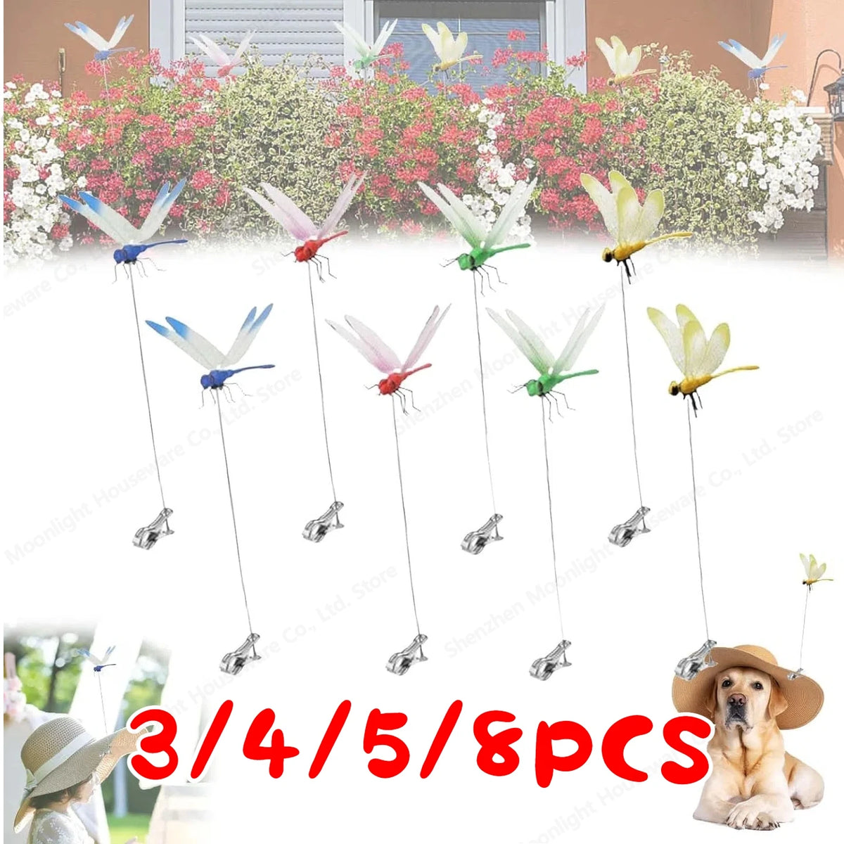 Alloet Dragonfly Hat Clip Bug Deterrent Realistic Garden Decor