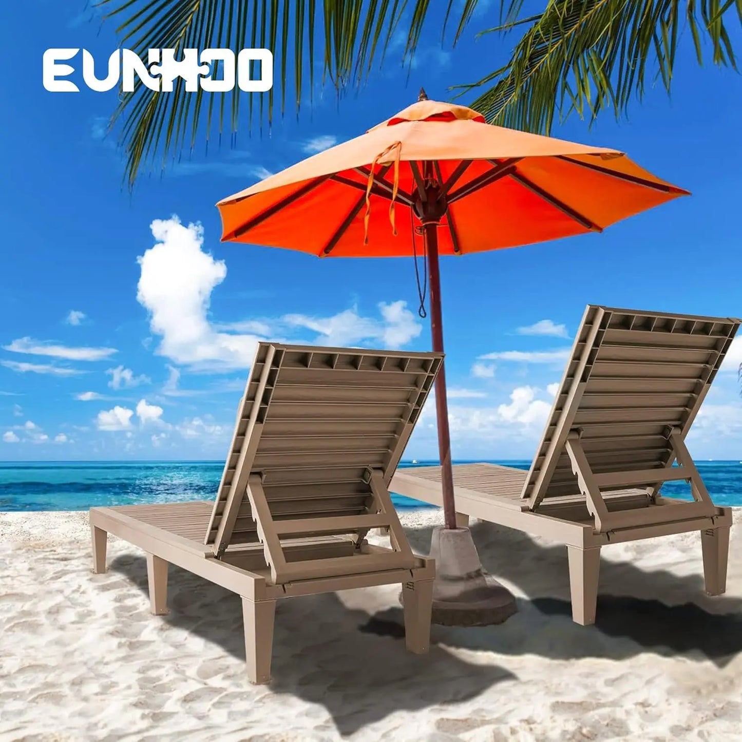 Outdoor Chaise Lounge Set of 2 Adjustable 5 Position Backrests