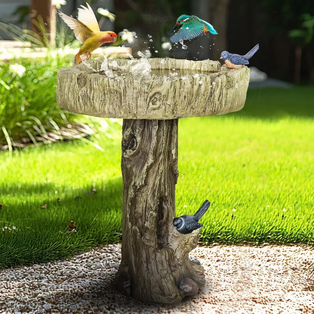 Rustic Concrete Bird Bath Garden Decor Attracts Birds