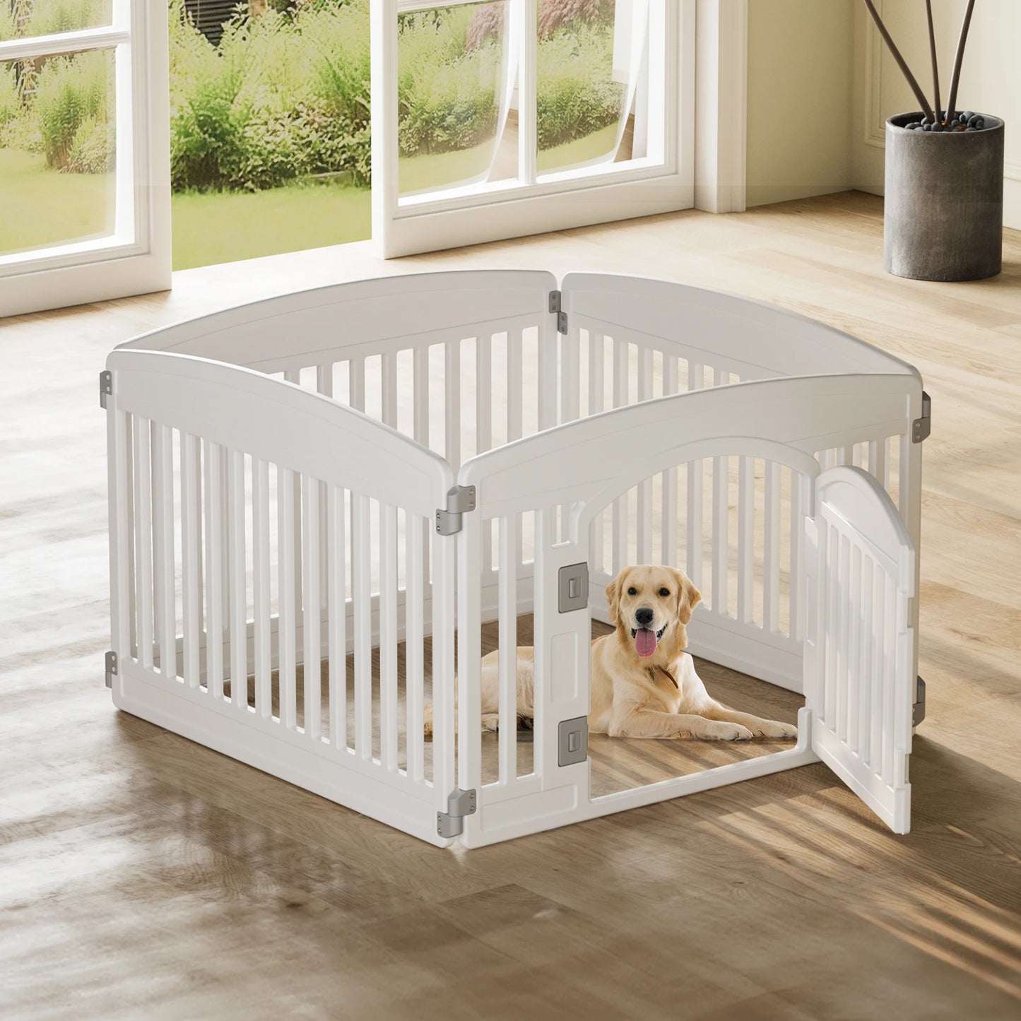JHK Plastic Dog Playpen Expandable Durable Pet Fence Medium Dogs