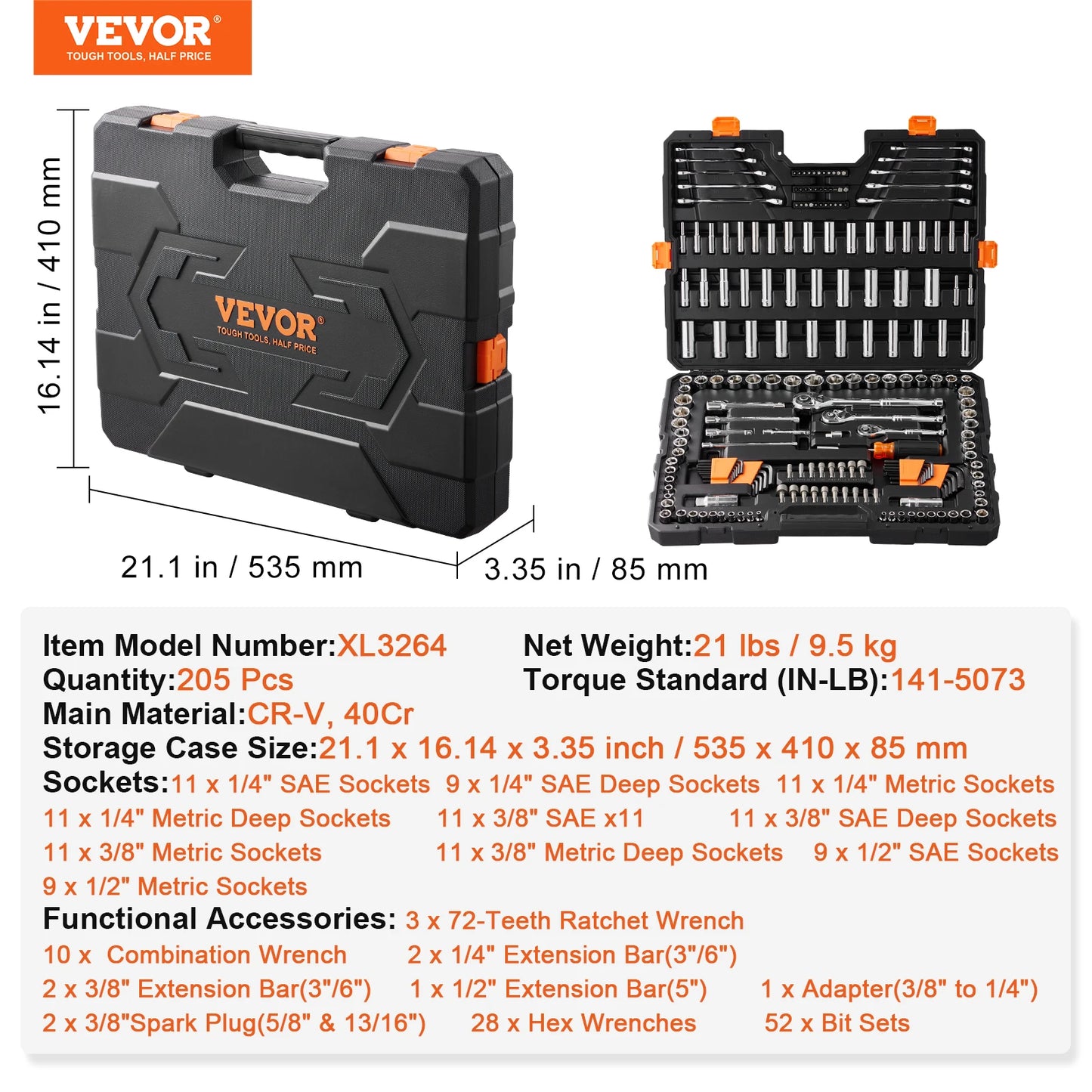 SucceBuy Mechanics Tool Set With Deep And Standard Sockets