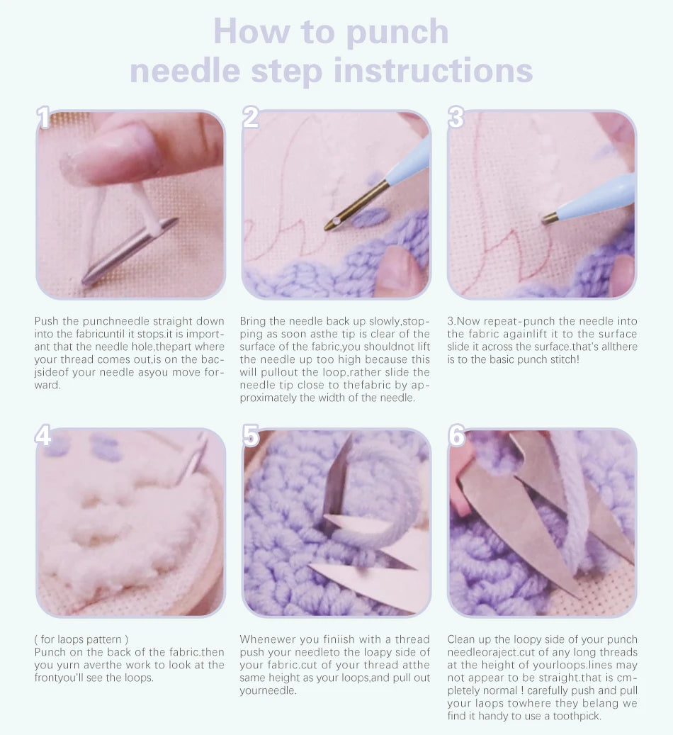 Beginner Punch Needle Kit 20x20cm With Embroidery Frame