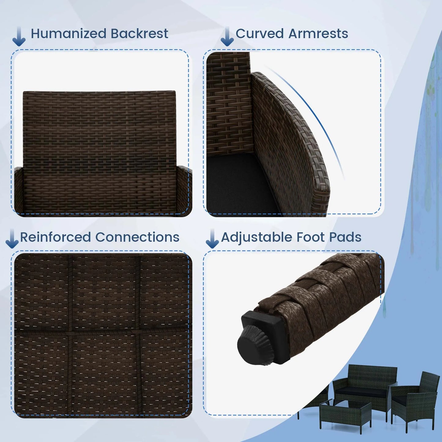 HOMASIS 4 Piece Patio Furniture Set With Washable Cushions