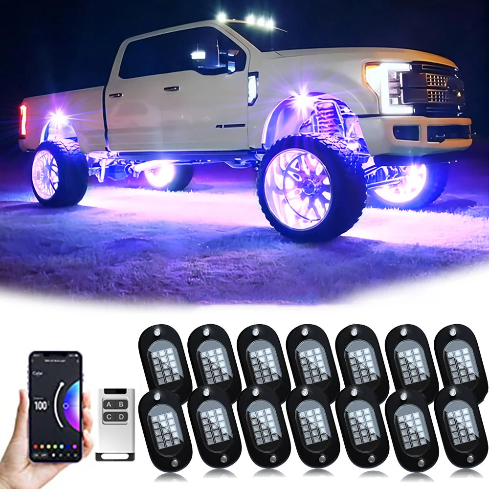 Yilaie RGB Rock Lights For Trucks App And Remote IP68