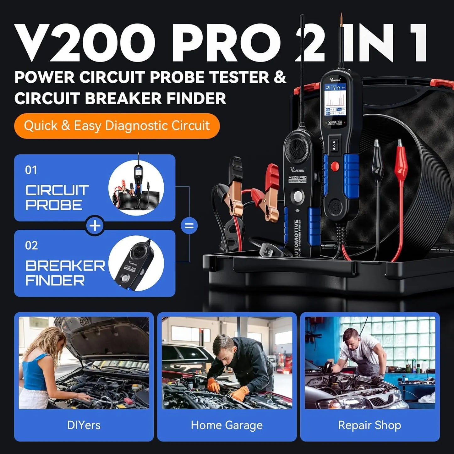 VDIAGTOOL V200PRO Automotive Power Circuit Probe 12V 24V Breaker Finder