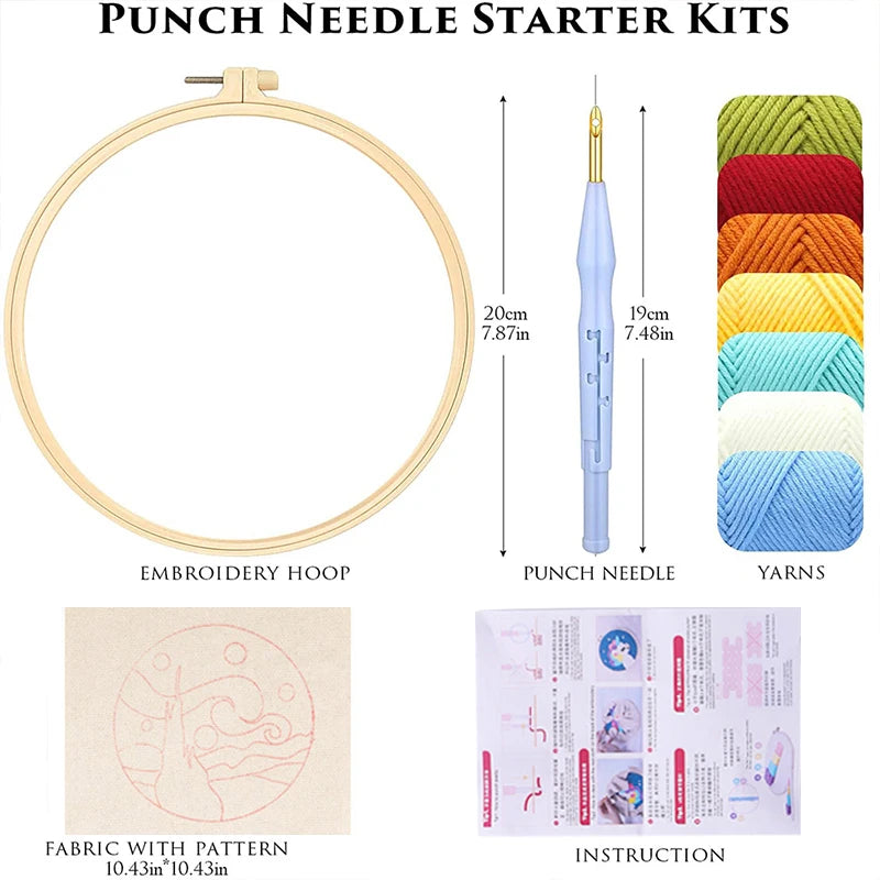 Beginner Punch Needle Kit 20x20cm With Embroidery Frame