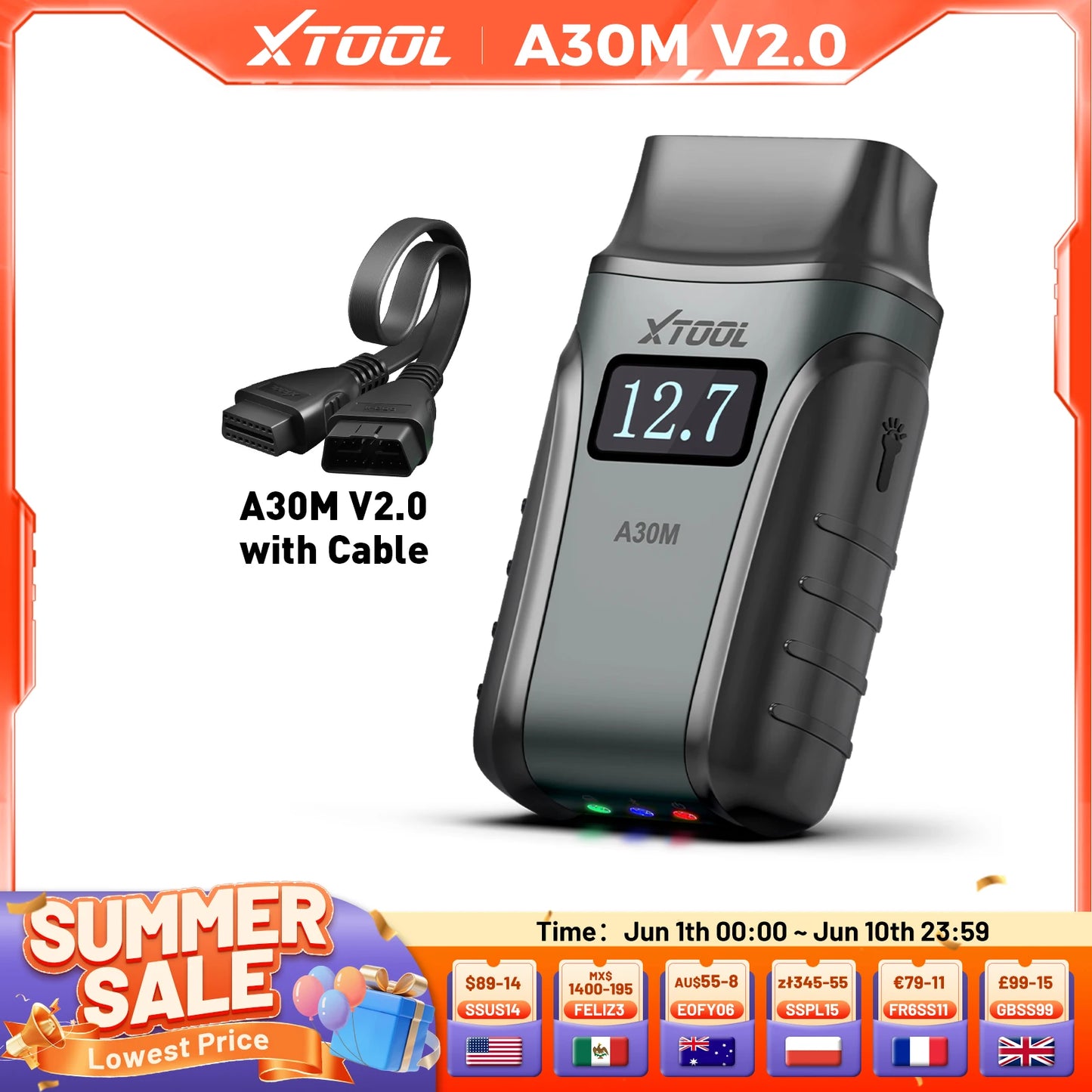 XTOOL A30M V2 Full System Diagnostic Tool Bidirectional OBD2
