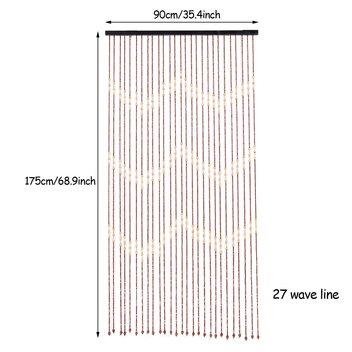 Wooden Bead Door Curtain With Jagged Pattern Fly Screen Divider