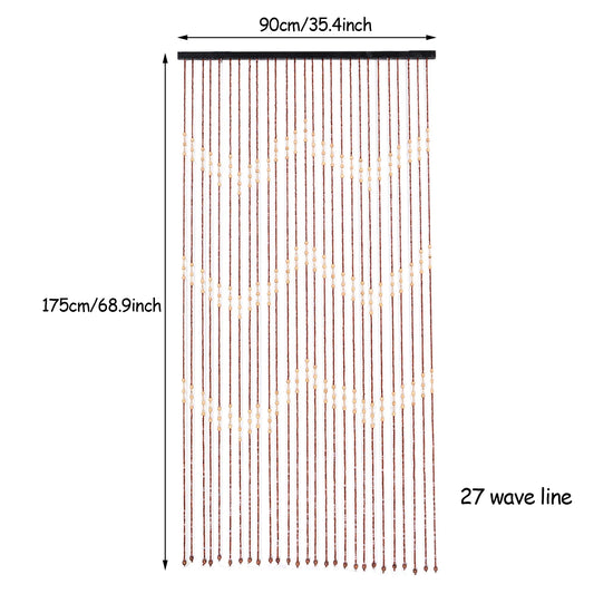 Wooden Bead Door Curtain With Jagged Pattern Fly Screen Divider