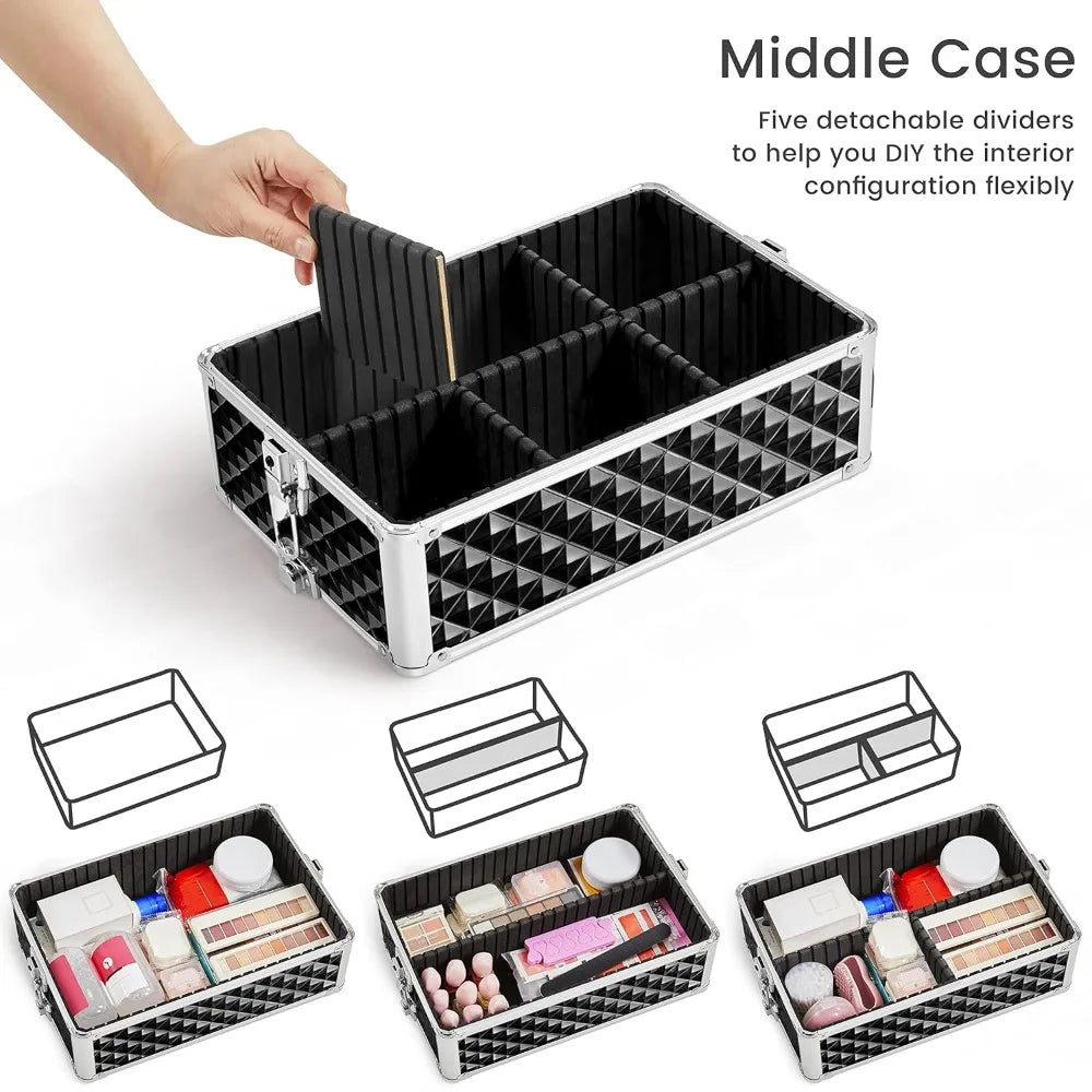 YTYIN Yah Rolling Makeup Train Case With Swivel Wheels