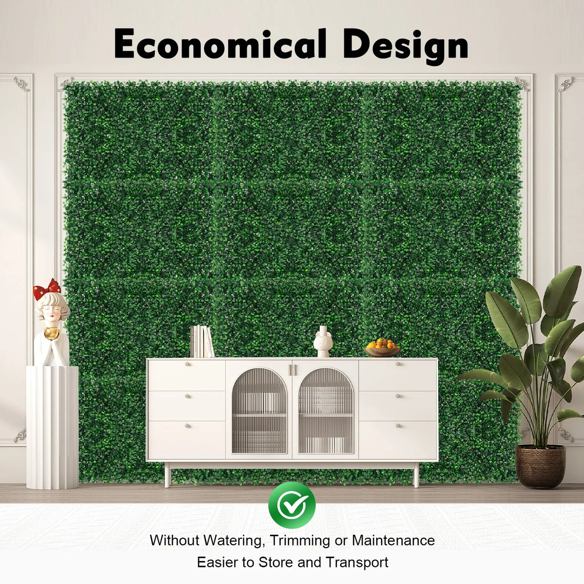 Artificial Grass Mat Panels PE Waterproof Wall Hedge For Outdoor Decor