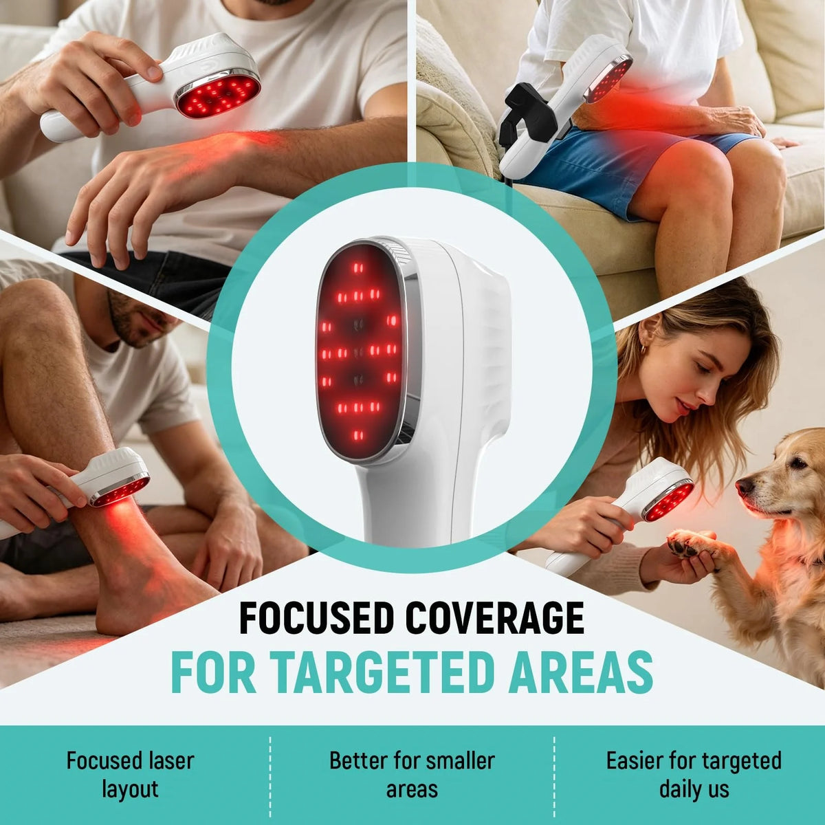 Handheld Red Light Device for Pet 3*808nm Laser Therapy Device with Stand for Pain Relief&ArthritisMuscle Comfort&Daily Recovery