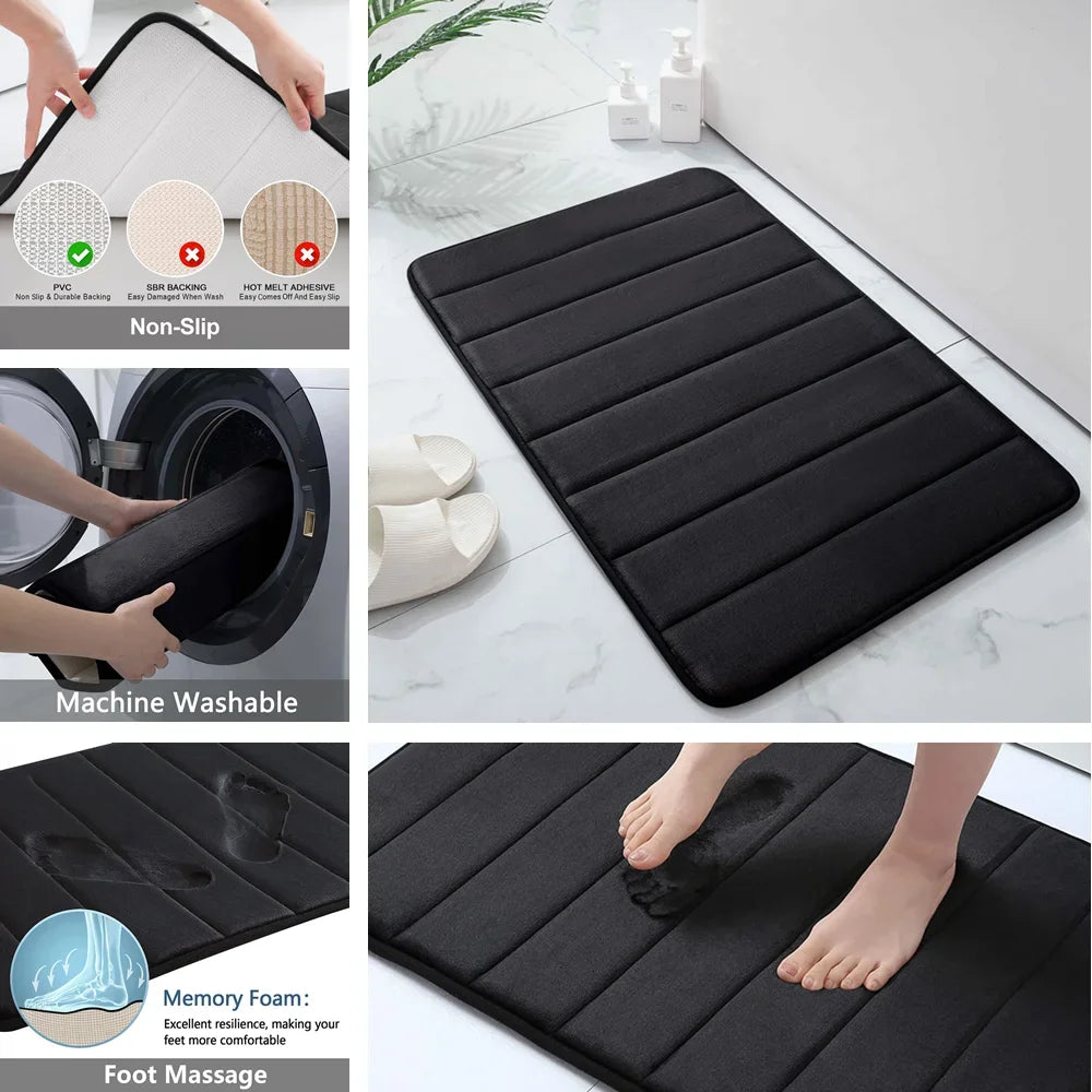 Memory Foam Bath Mat Non Slip Super Absorbent Bathroom Rug