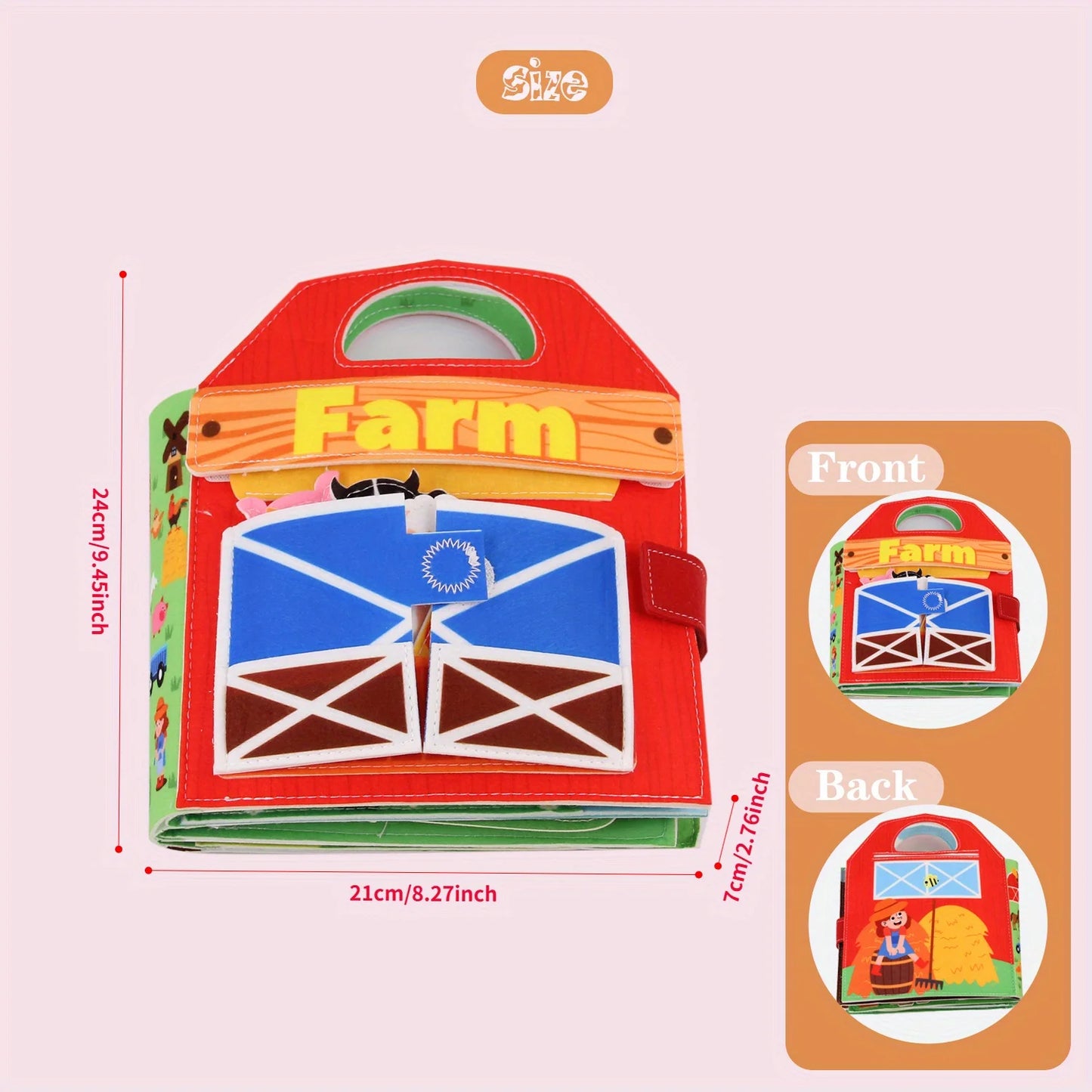 Busy Book for Toddlers, Montessori Toys, Felt Farm Quiet Activity Book, Educational Busy Board