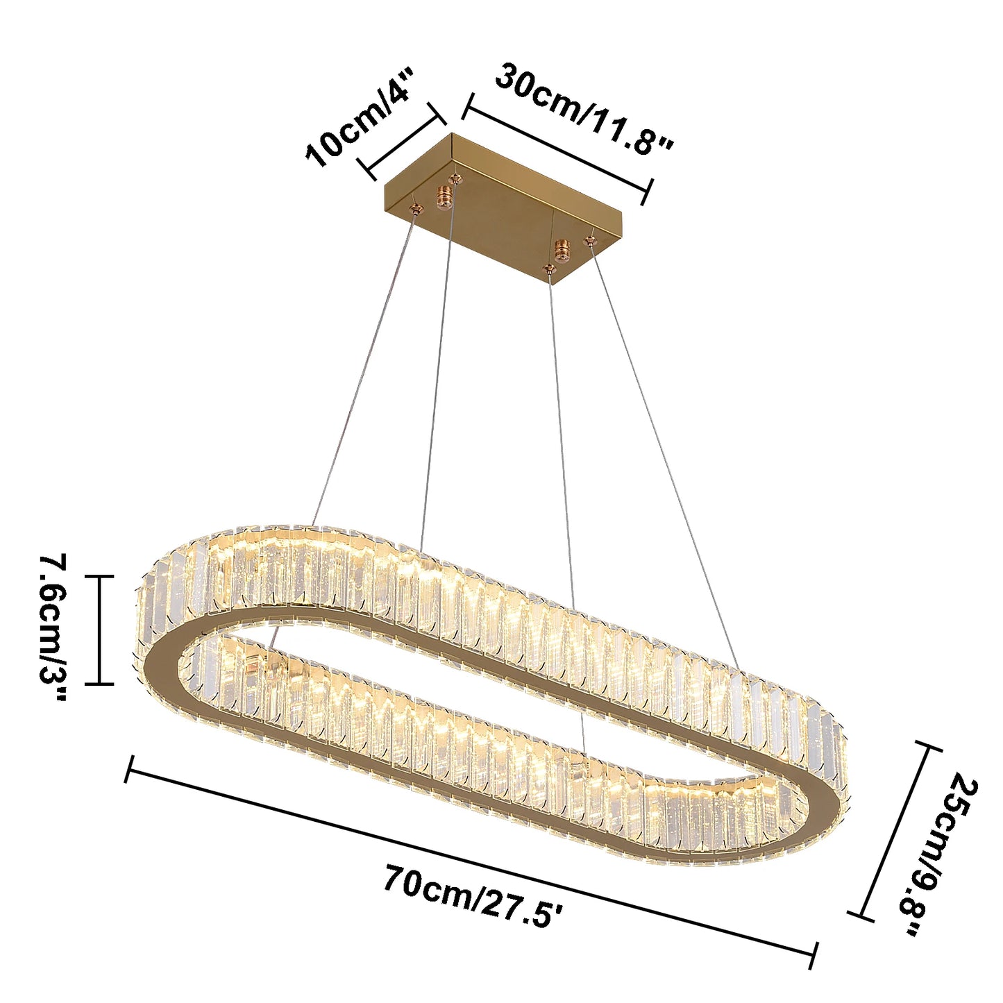 VETRULUS Modern Luxury Crystal Oval LED Chandelier