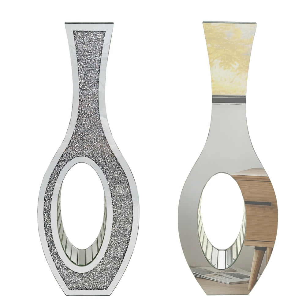 Mirrored Floor Vase With Crushed Diamond Decor For Modern Home