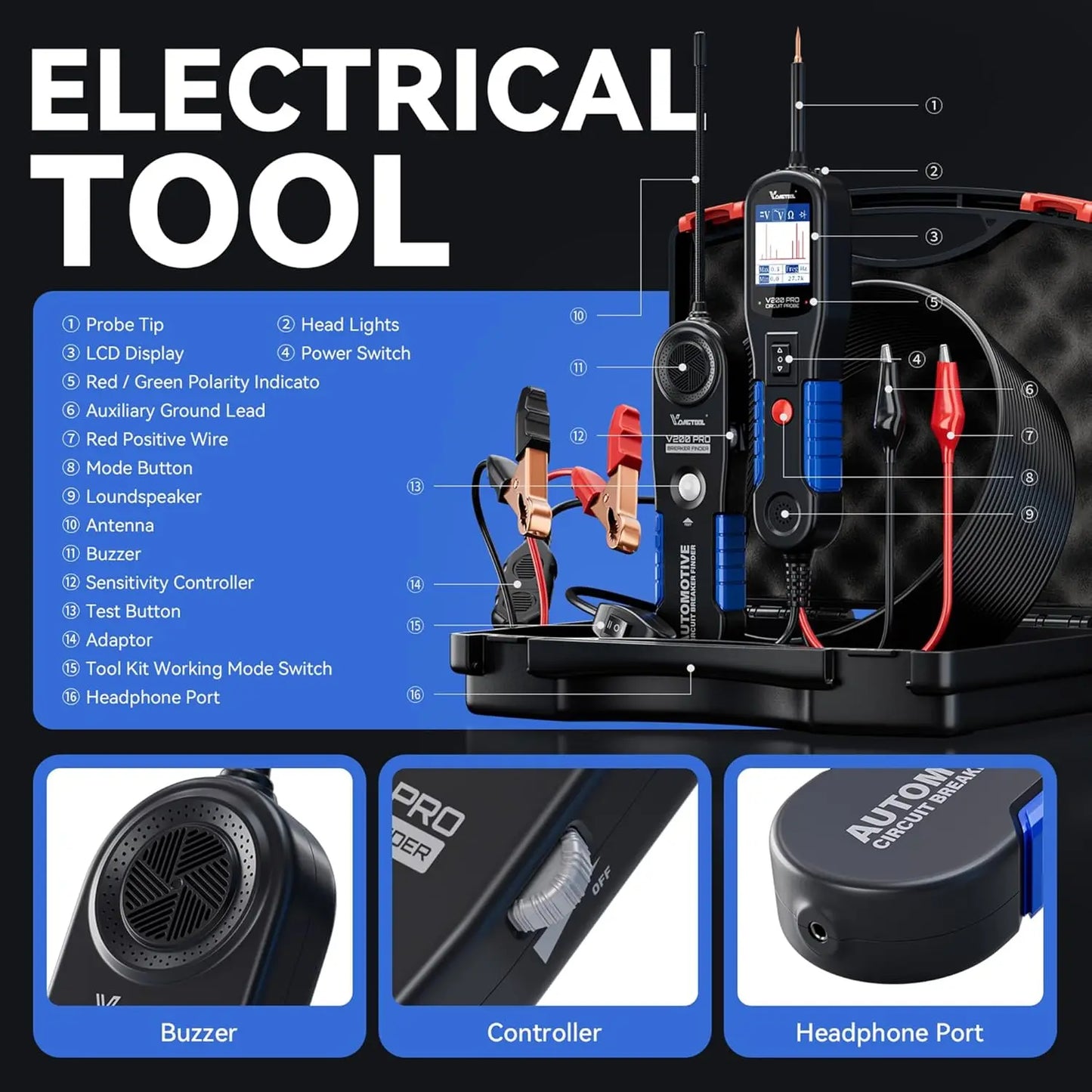 VDIAGTOOL V200PRO Automotive Power Circuit Probe 12V 24V Breaker Finder