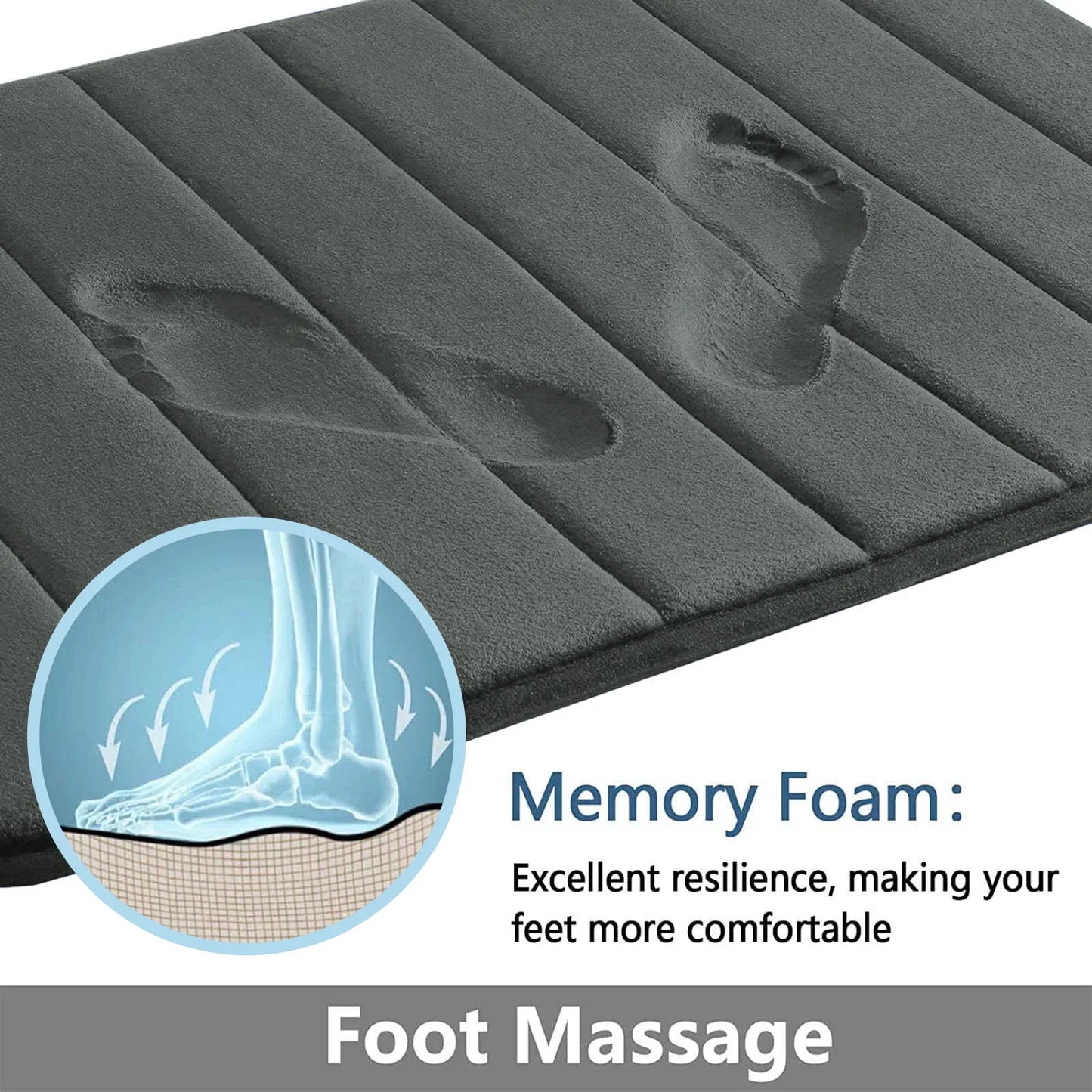 Memory Foam Bath Mat Non Slip Super Absorbent Bathroom Rug
