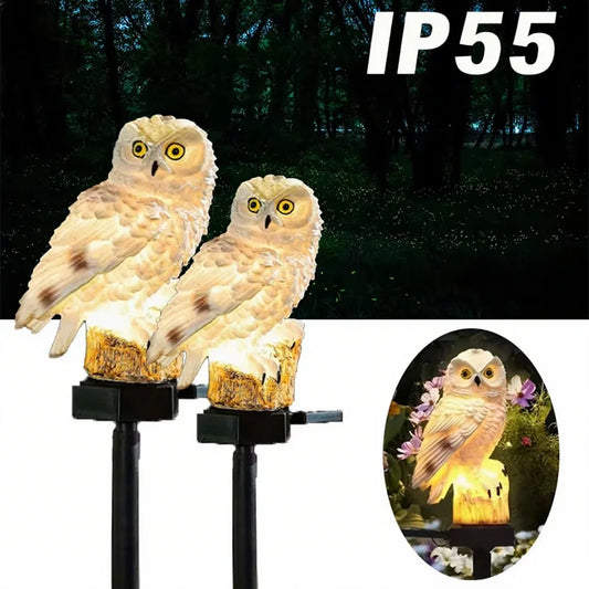 Solar Powered LED Owl Garden Stake Lights for Outdoor Landscaping