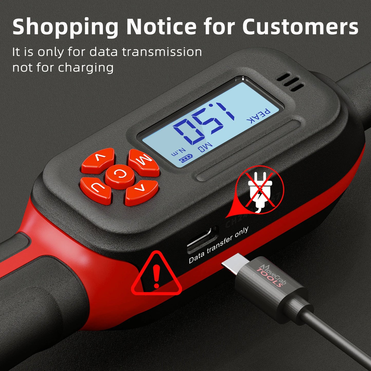 MoveCrab Torque Wrench One Quarter Inch Drive With LED Display And 40 Socket Set